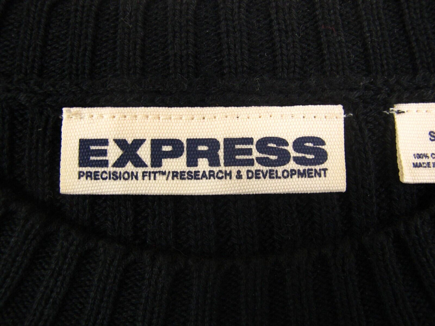 Express Womens Pullover Knitted Sweater 100% Cotton Crew Neck Black Size Small