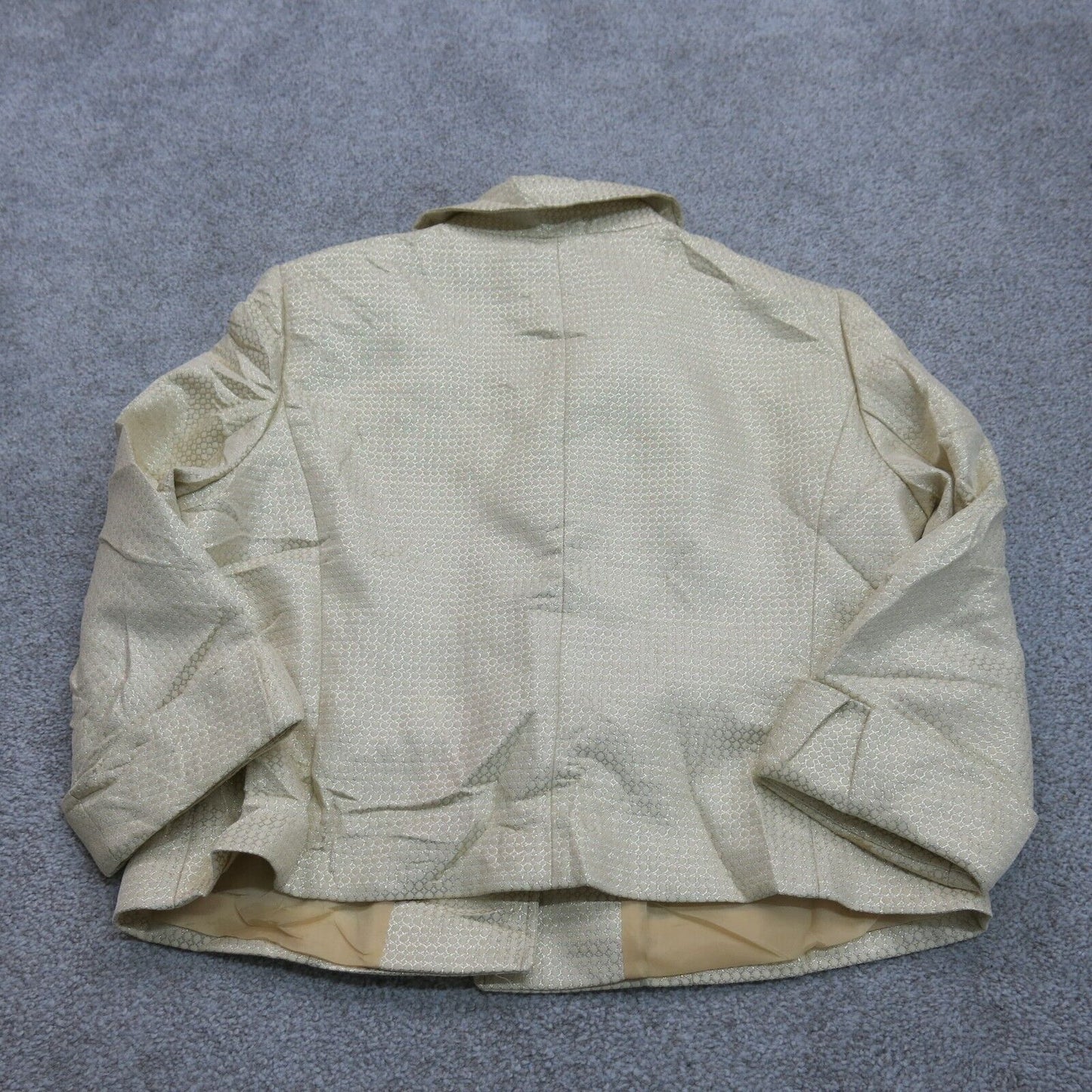 Tahari Luxe Womens Button Up Jacket Long Sleeves Single Breasted Beige Size 14