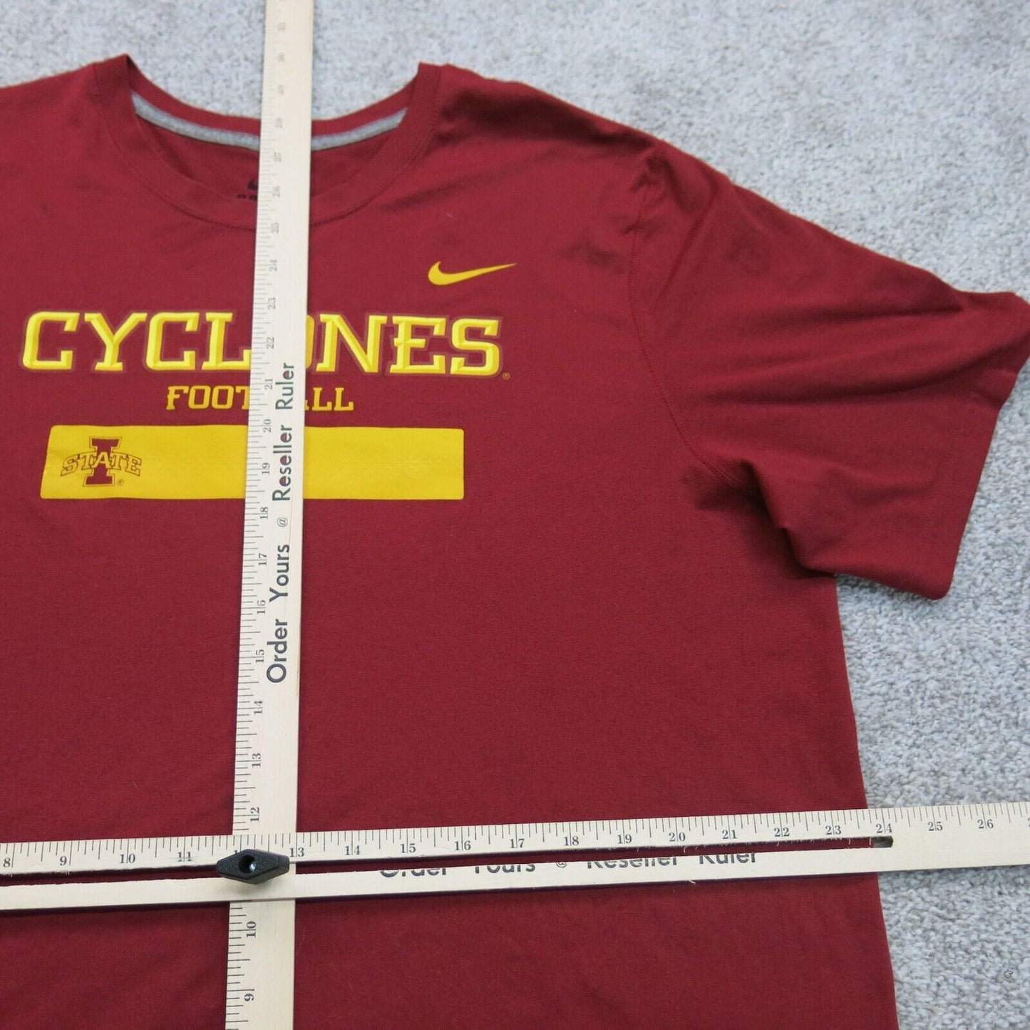 Nike Mens Dri Fit T Shirt Crew Neck Short Sleeve Cyclones Red Size X Large
