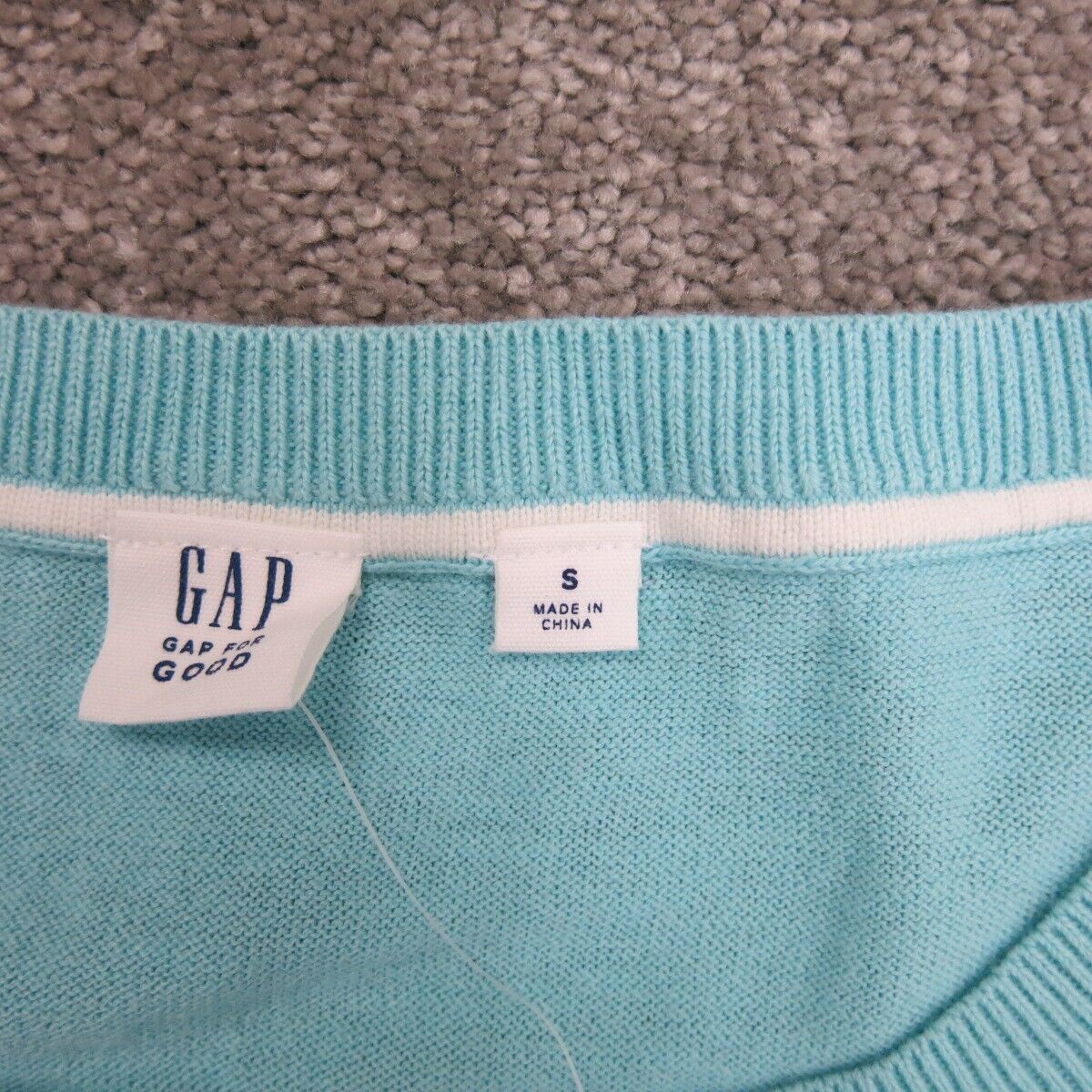 NWT Gap Womens Pullover Knitted Sweater Round Neck Long Sleeve Aqua Blue Size S
