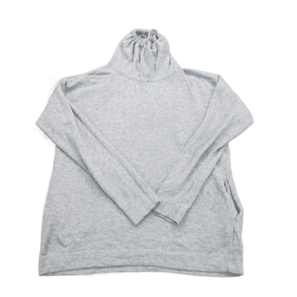 Forever 21 Women Sweater Knitted Long Sleeve Drawstring Mock Neck Gray SZ Small