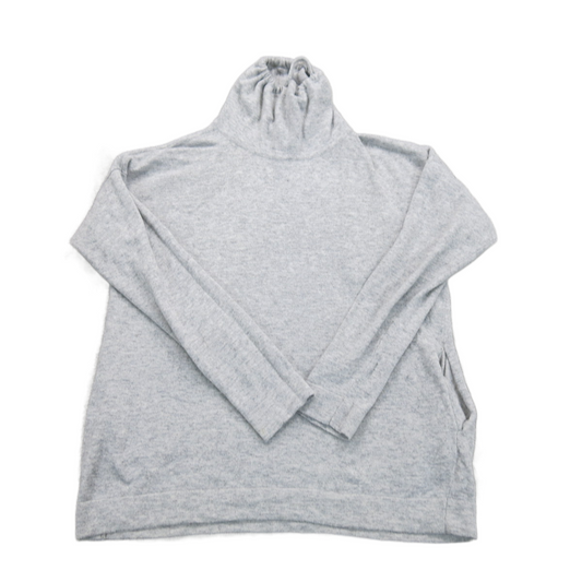 Forever 21 Women Sweater Knitted Long Sleeve Drawstring Mock Neck Gray SZ Small