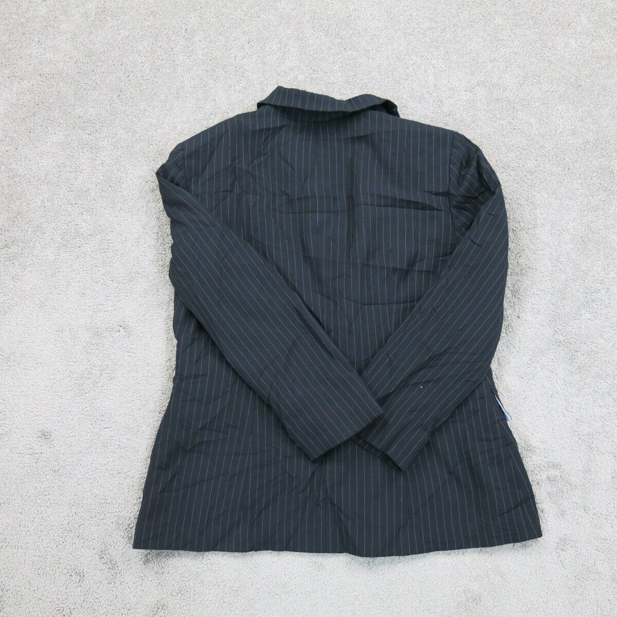 Tahari Womens Blazer Coat Pin Striped Single Breasted Pockets Blue Size 12P