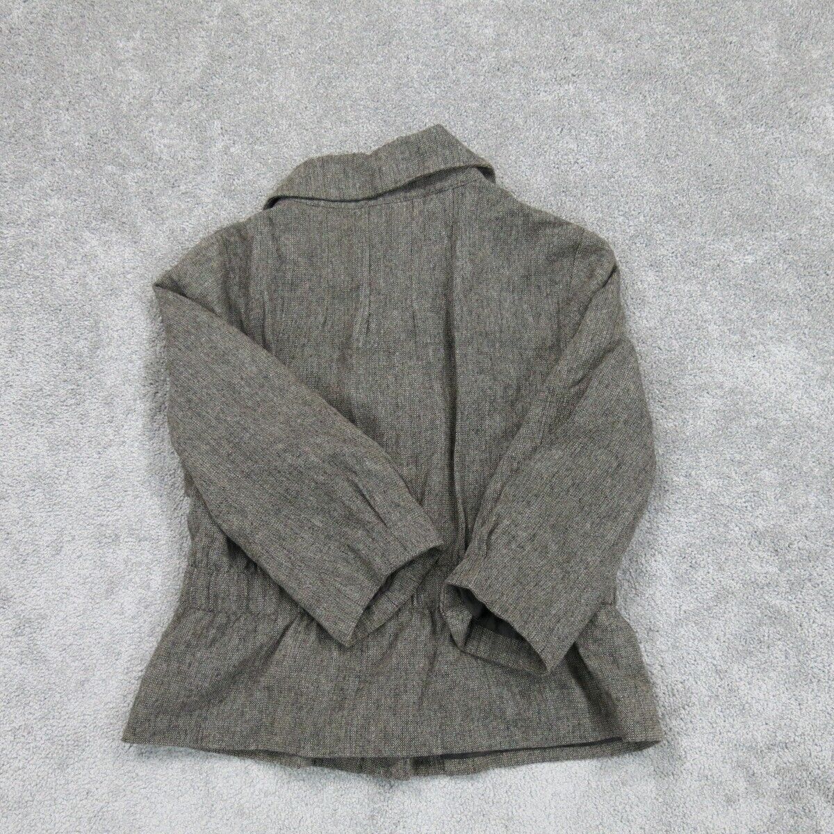 Geoffrey Beene Sport Womens Blazer Coat Tie Waist Long Sleeves Gray Brown SZ 10