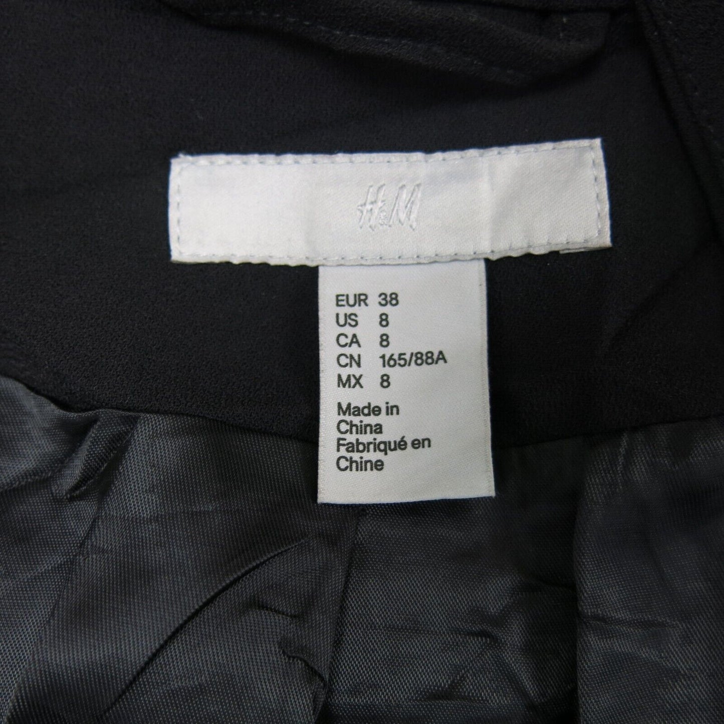 H&M Womens Over Coat Long Sleeves Open Front Pockets Solid Black Size 8