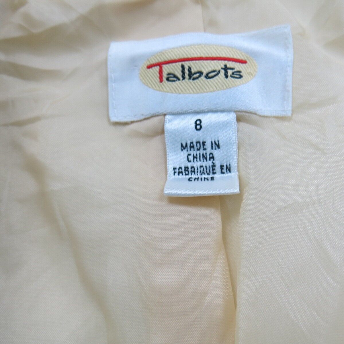 Talbots Womens Blazer Coat Jacket Single Breasted Long Sleeves Beige Size 8
