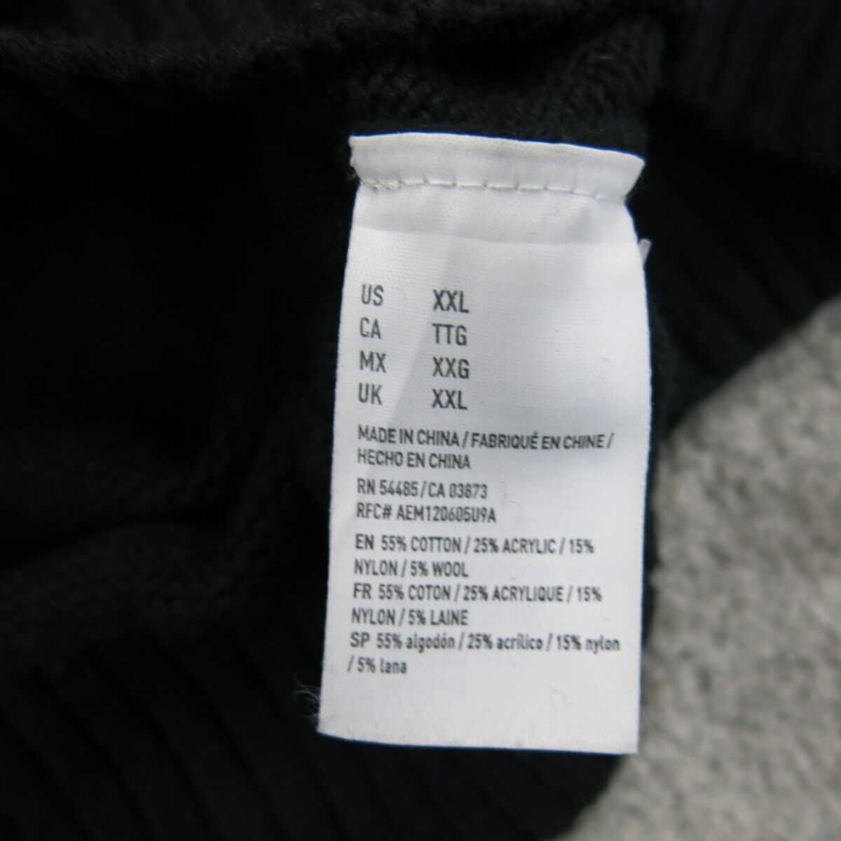 American Eagle Mens Pullover Sweater Mock Neck Long Sleeve Gray Black Size XXL