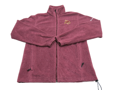 Columbia Men Full Zip Up Fleece Jacket Long Sleeves Mock Neck Maroon Size Small