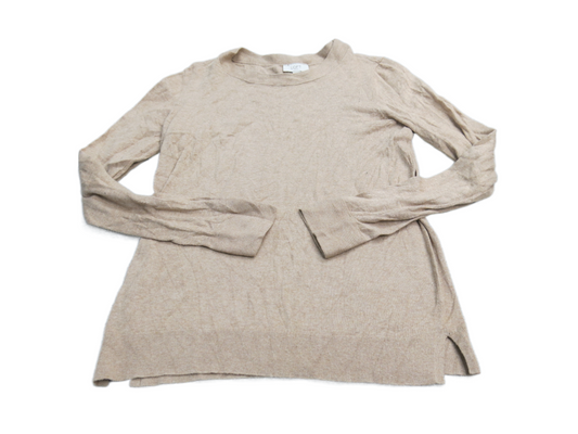 Loft Womens Pullover Sweater Knitted Crew Neck Long Sleeves Beige Size Medium