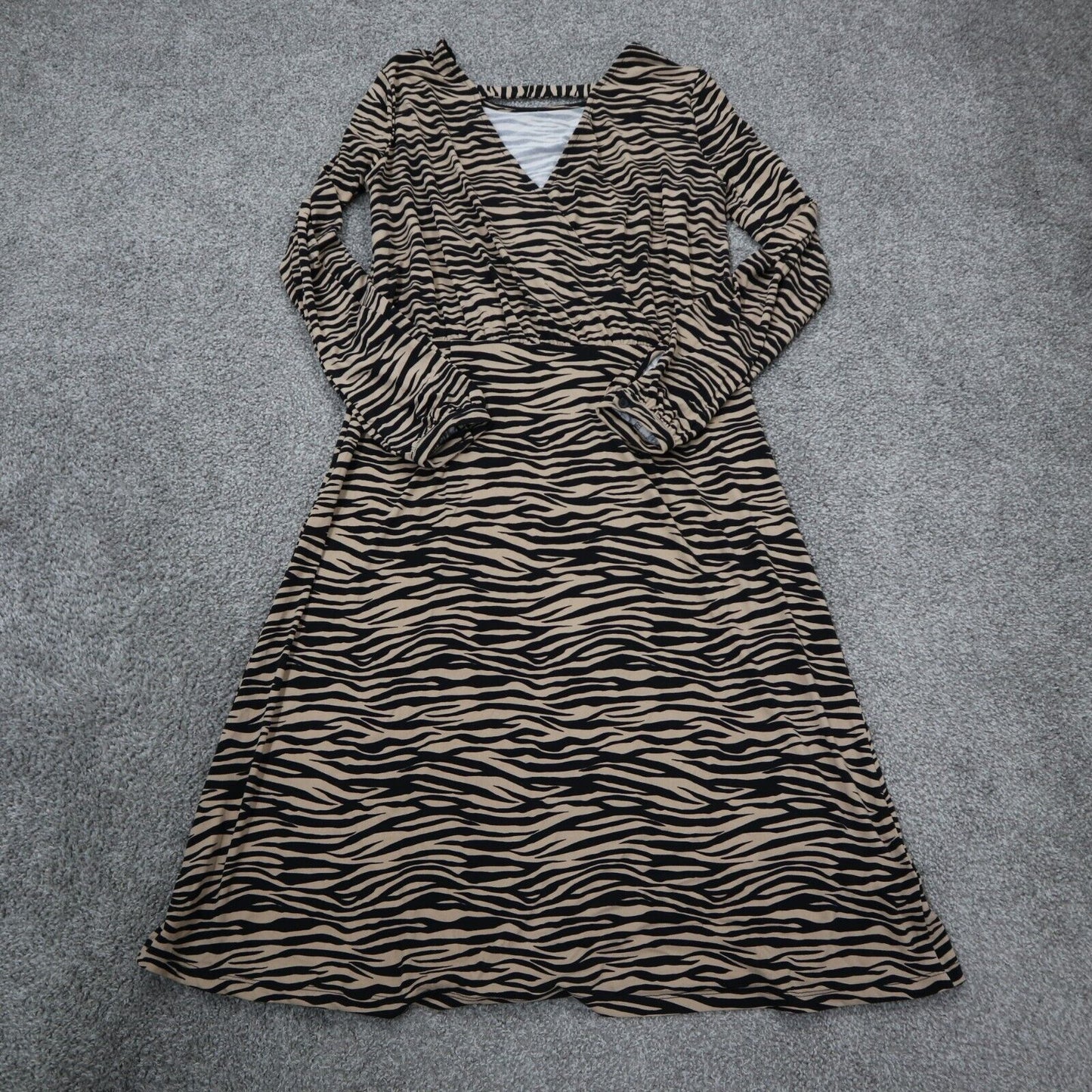 Ann Taylor Loft Womens A Line Dress Zebra Print Long Sleeve Tank Black Size 6