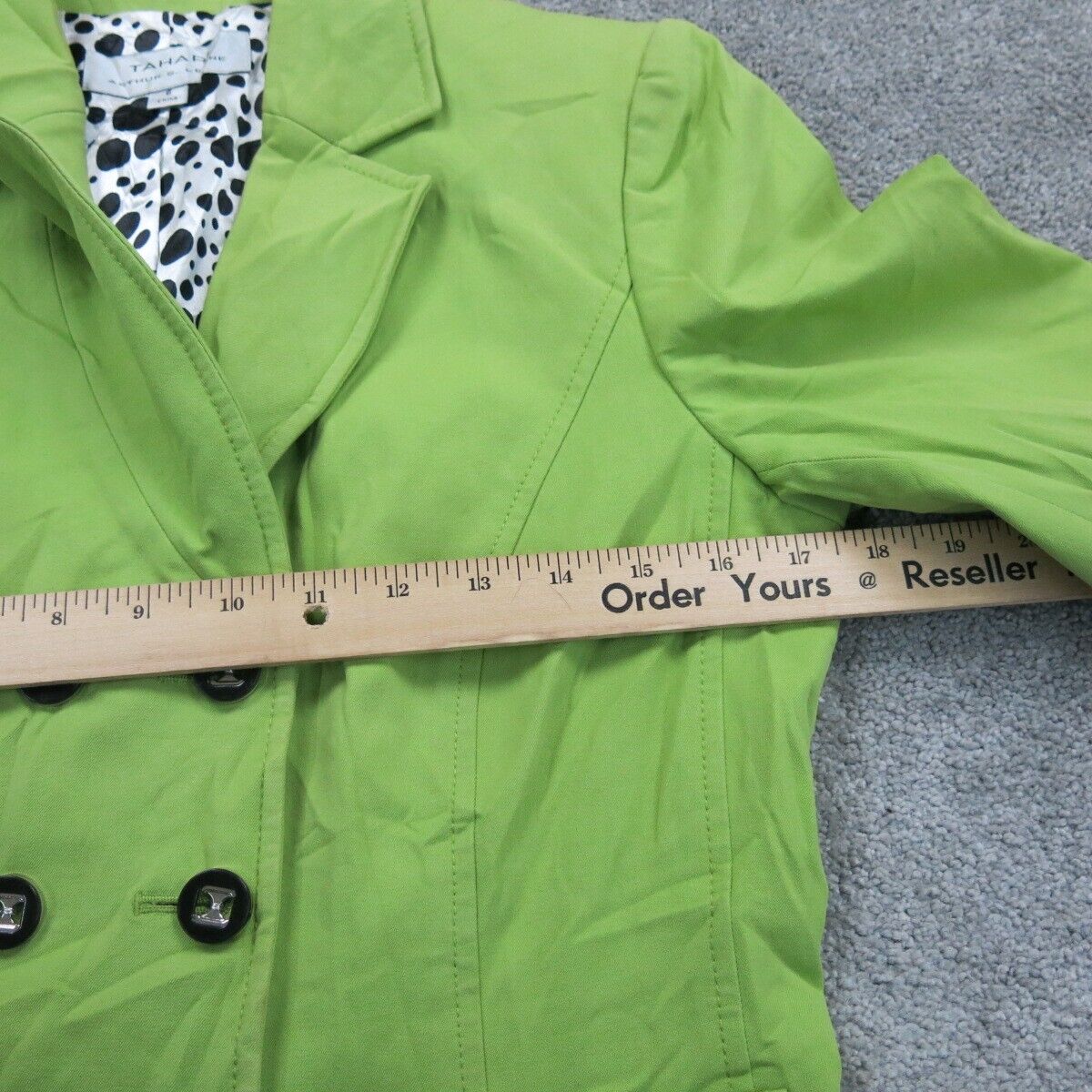 Tahari Womens Pea Coat Jacket Double Breasted 3/4 Sleeve Pockets Green Size 6