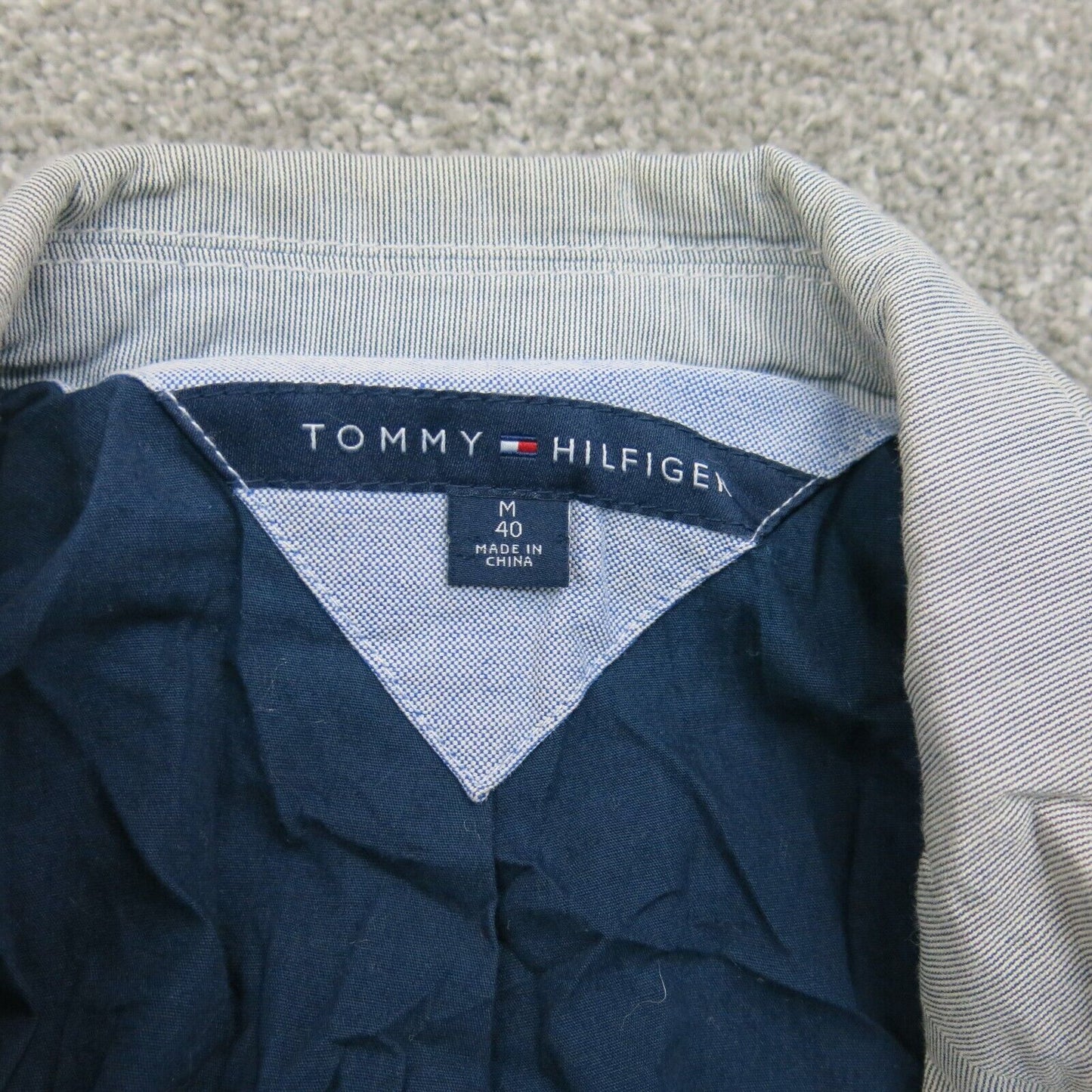 Tommy Hilfiger Mens Blazer Coat Single Breasted Long Sleeves White Blue Size M40