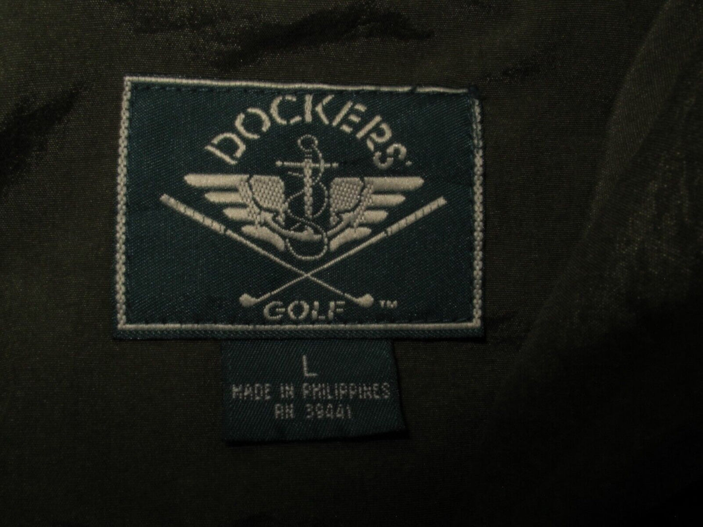Dockers Mens Windbreaker Jacket Full Zip Up Long Sleeve Pockets Black Size Large