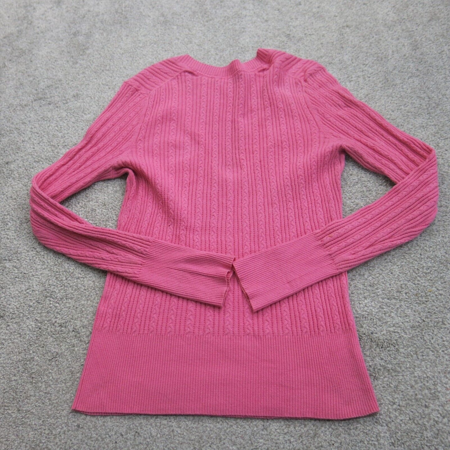 Express Womens Pullover Sweater V Neck Long Sleeves Solid Pink Size Large