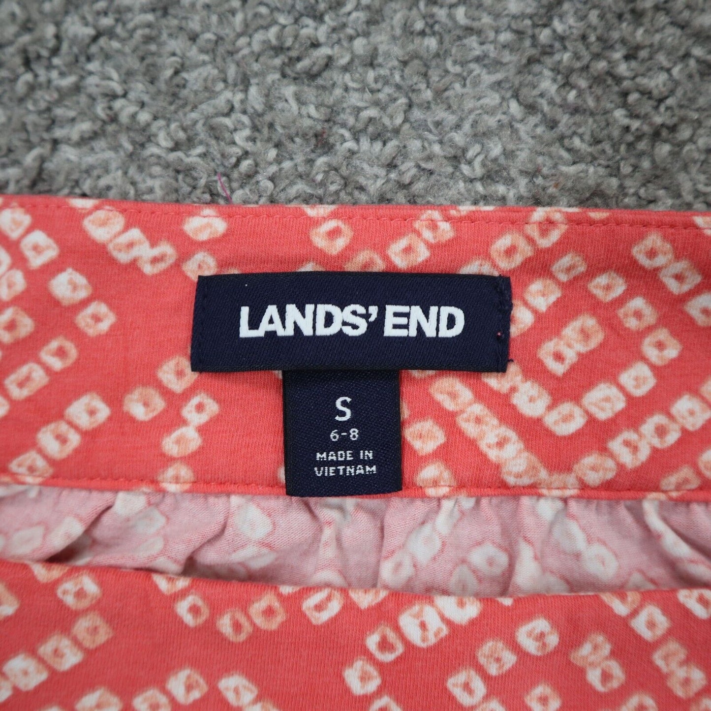 Lands End Womens Blouse Top Square Neck Short Sleeves Floral Orange Size Small