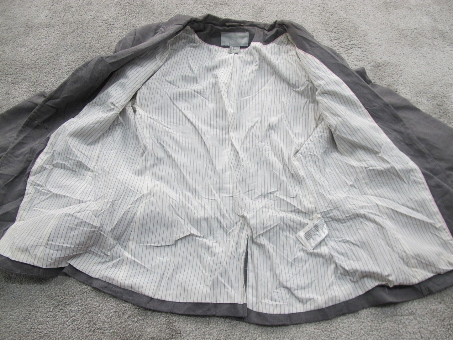 H&M Womens Blazer Coat Single Breasted Striped Long Sleeve Pockets Gray Size 8