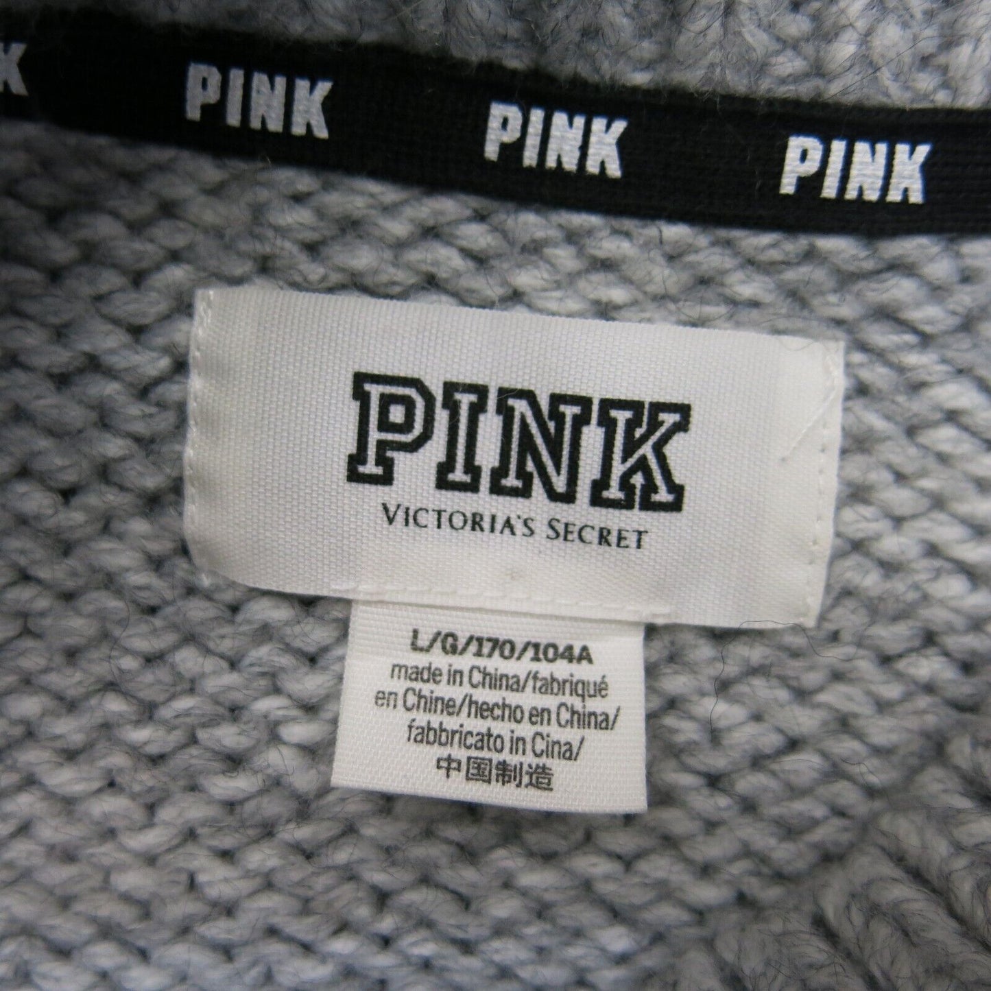 Pink Victoria Secret Women Knitted Sweater Long Sleeve Crew Neck Gray Size Large