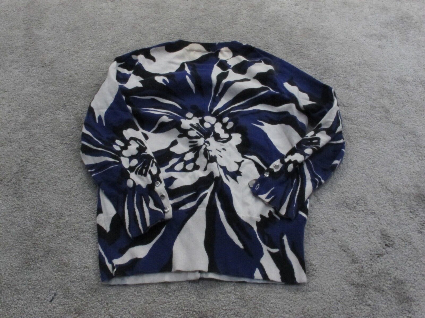 Express Womens Cardigan Sweater Front Button Long Sleeves Blue White Size Small
