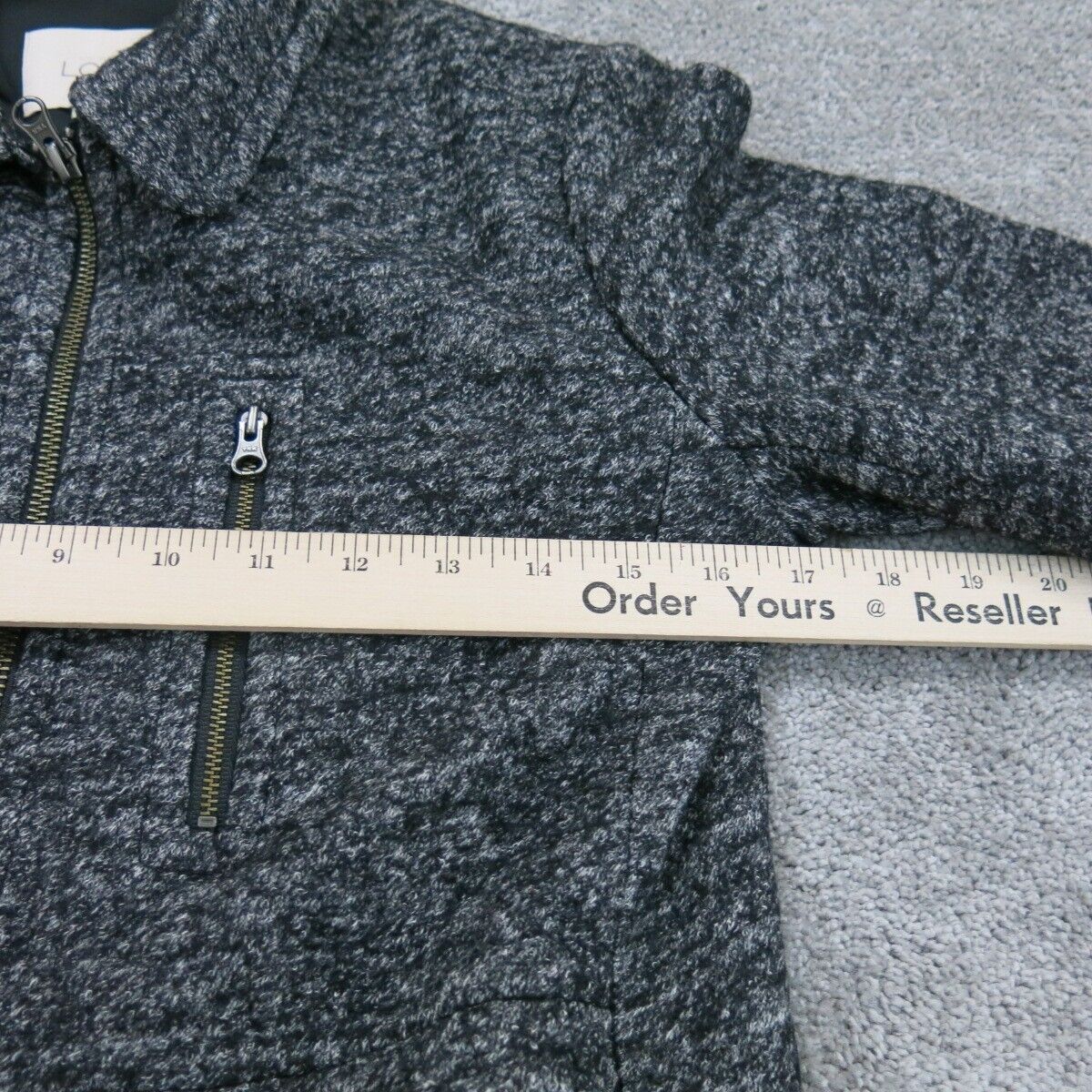 ANN Taylor Loft Women Coat Jacket Full Zip Long Sleeves Pockets Heather Black S