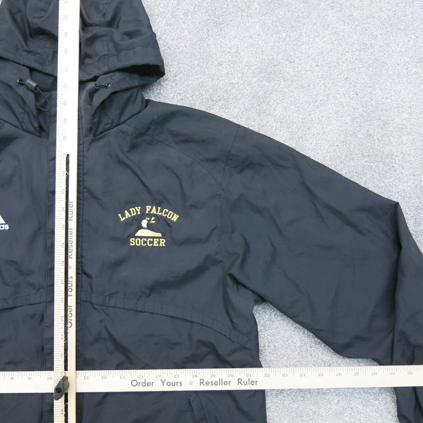 Adidas Mens Full Zip Windbreaker Hooded Coat Jacket Long Sleeves Black SZ Small