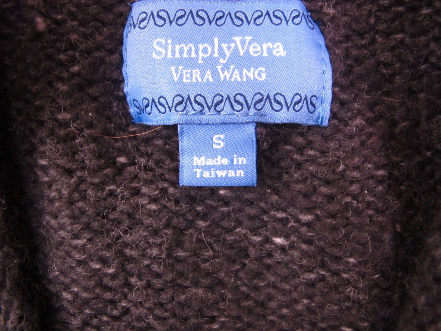 Simply Vera Vera Wang Womens Cardigan Sweater Open Front Long Sleeves Black SZ S