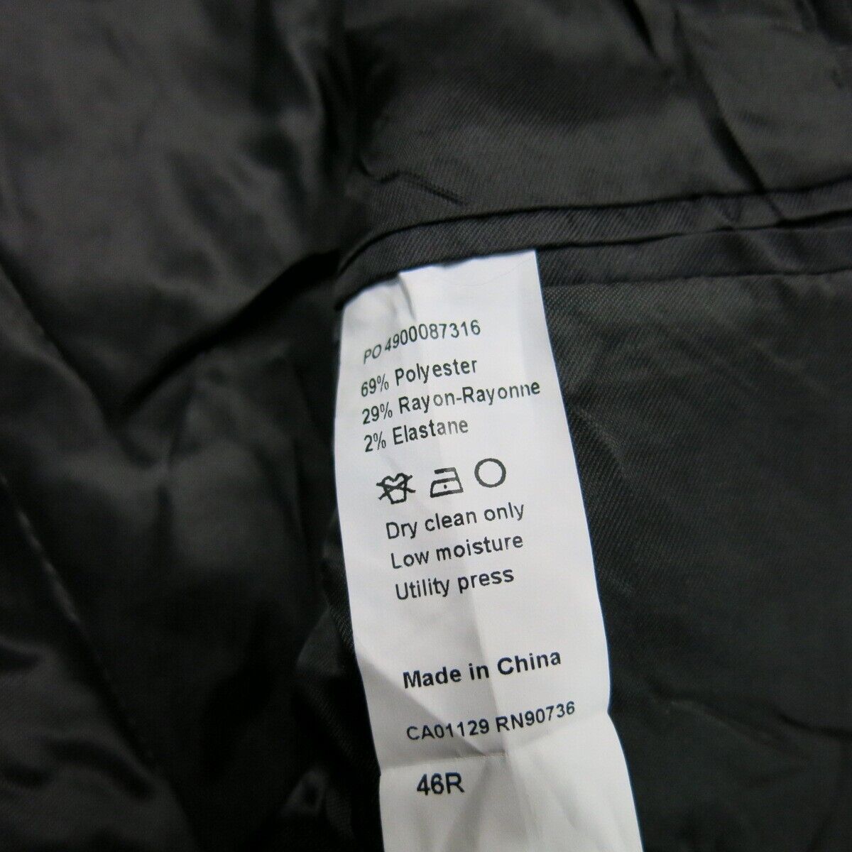 Calvin Klein Mens Blazer Coat Single Breasted Long Sleeve Pockets Black Size 46R