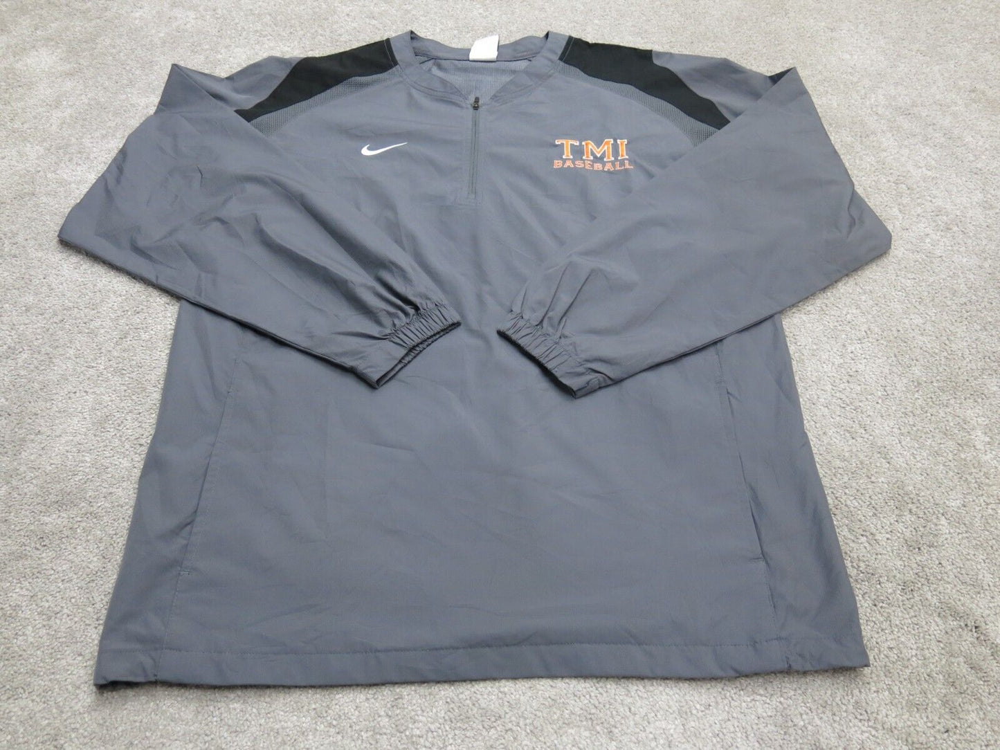 Nike Dri Fit Mens Sweatshirt 1/4 Zip Long Sleeve Jacket Logo Gray Size Small