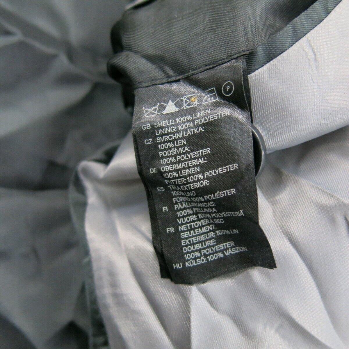 H&M Mens Blazer Coat Single Breasted Long Sleeves Pockets Black Size 44 Regular