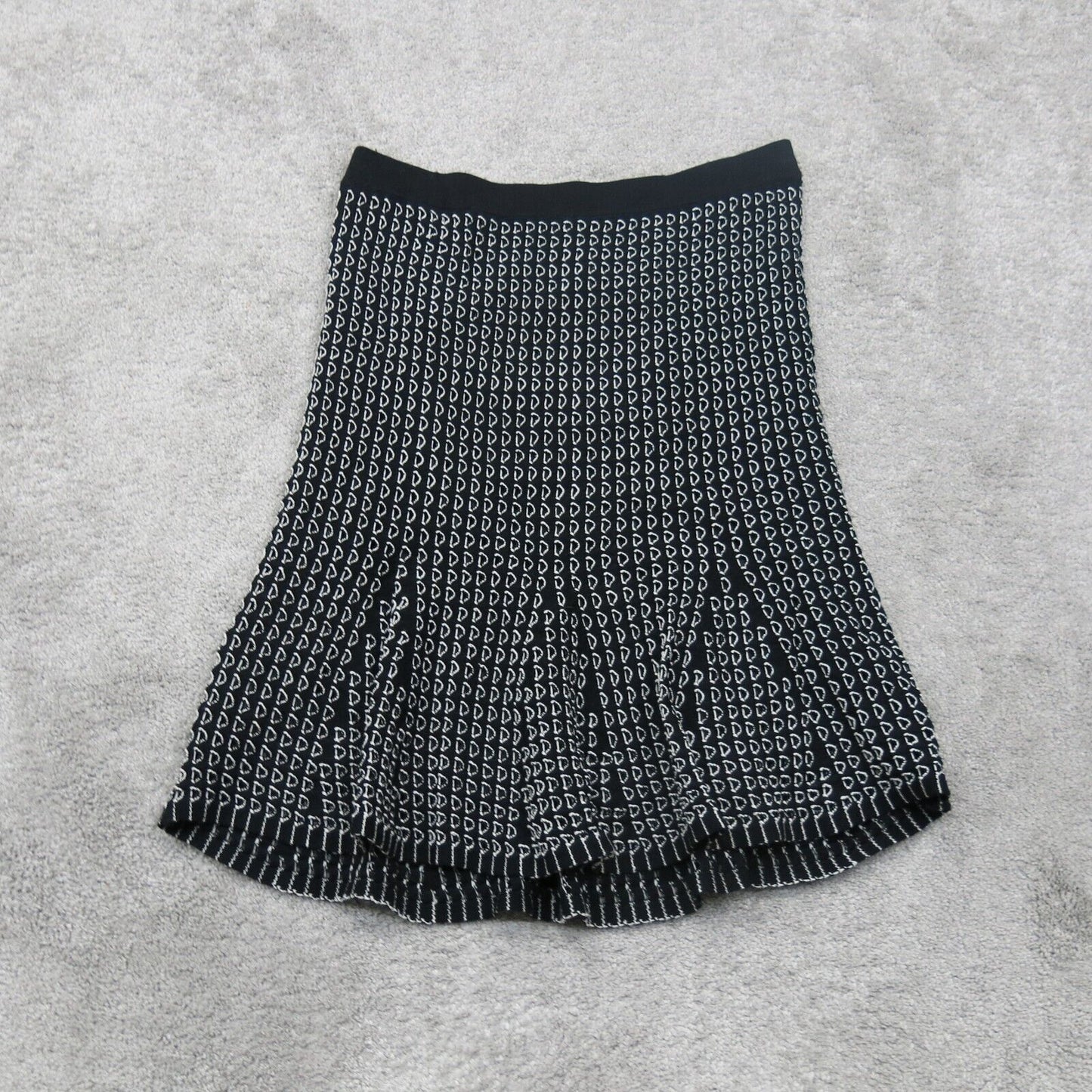 Ann Taylor Womens Skirt 23197329 Accent Details Stretch Waist Black White Medium