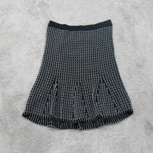 Ann Taylor Womens Skirt 23197329 Accent Details Stretch Waist Black White Medium