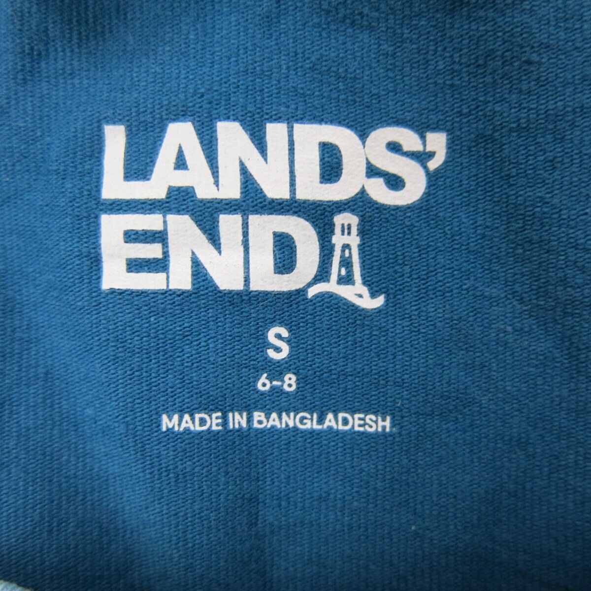 Lands End Womens Activewear T Shirt Crew Neck Short Sleeve Logo Blue Size Small