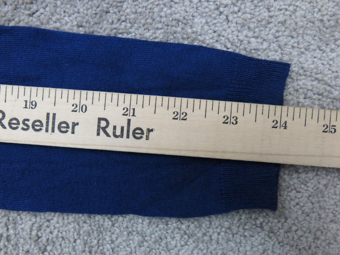 Express Womens Pullover Knitted Sweater V Neck Long Sleeve Ruffle Blue SZ Medium