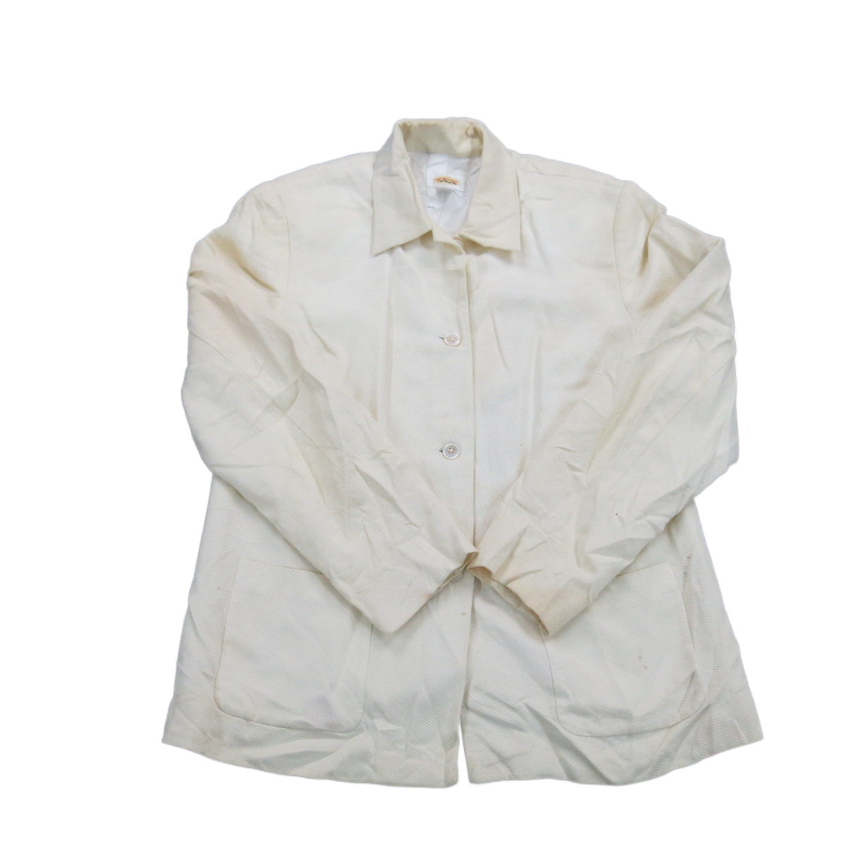 Talbots Womens Button Up Shirt Jacket Long Sleeves Front Pockets Ivory Size 10