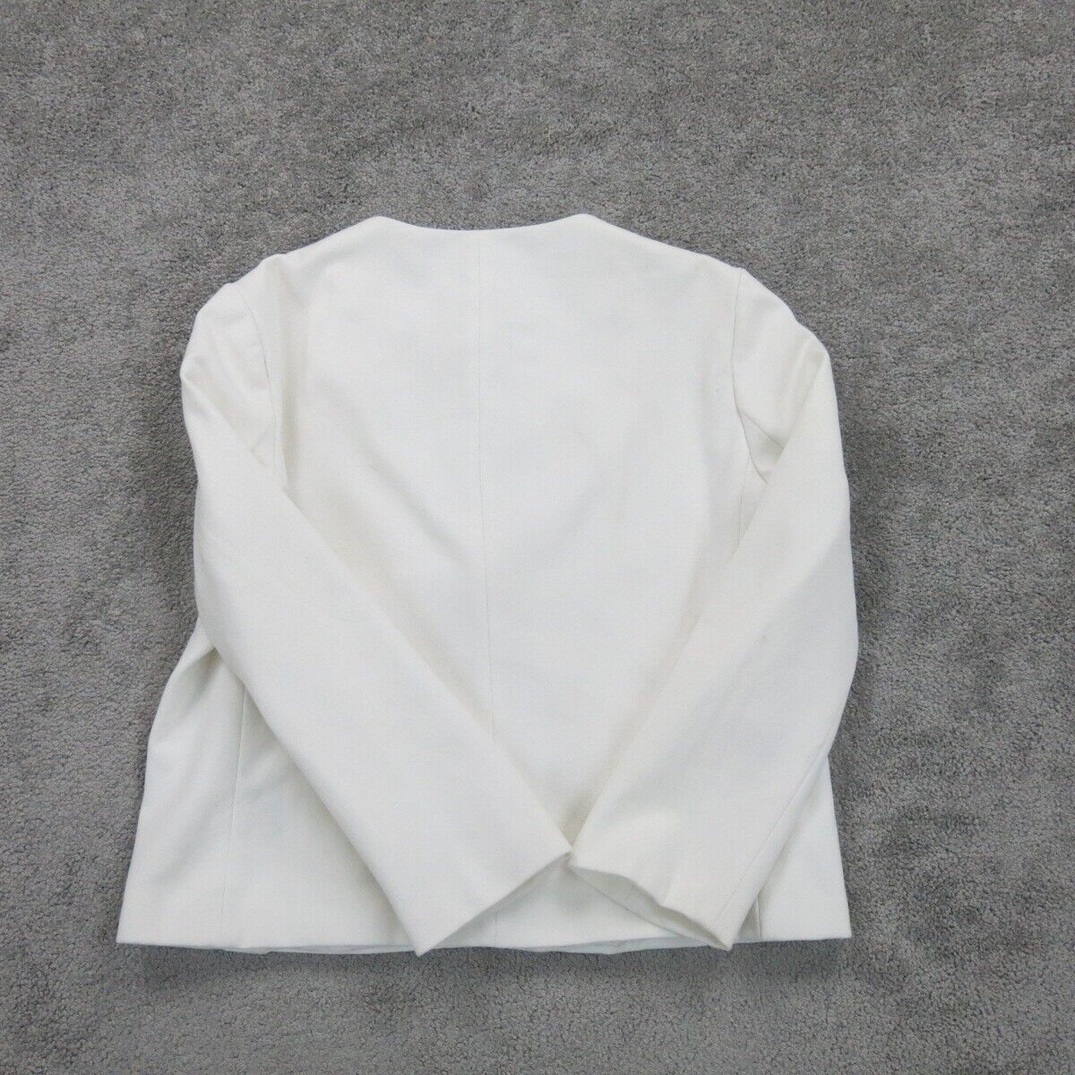 Zara Womens Scrub Jackets Crew Neck Long Sleeve Pockets White Size Medium