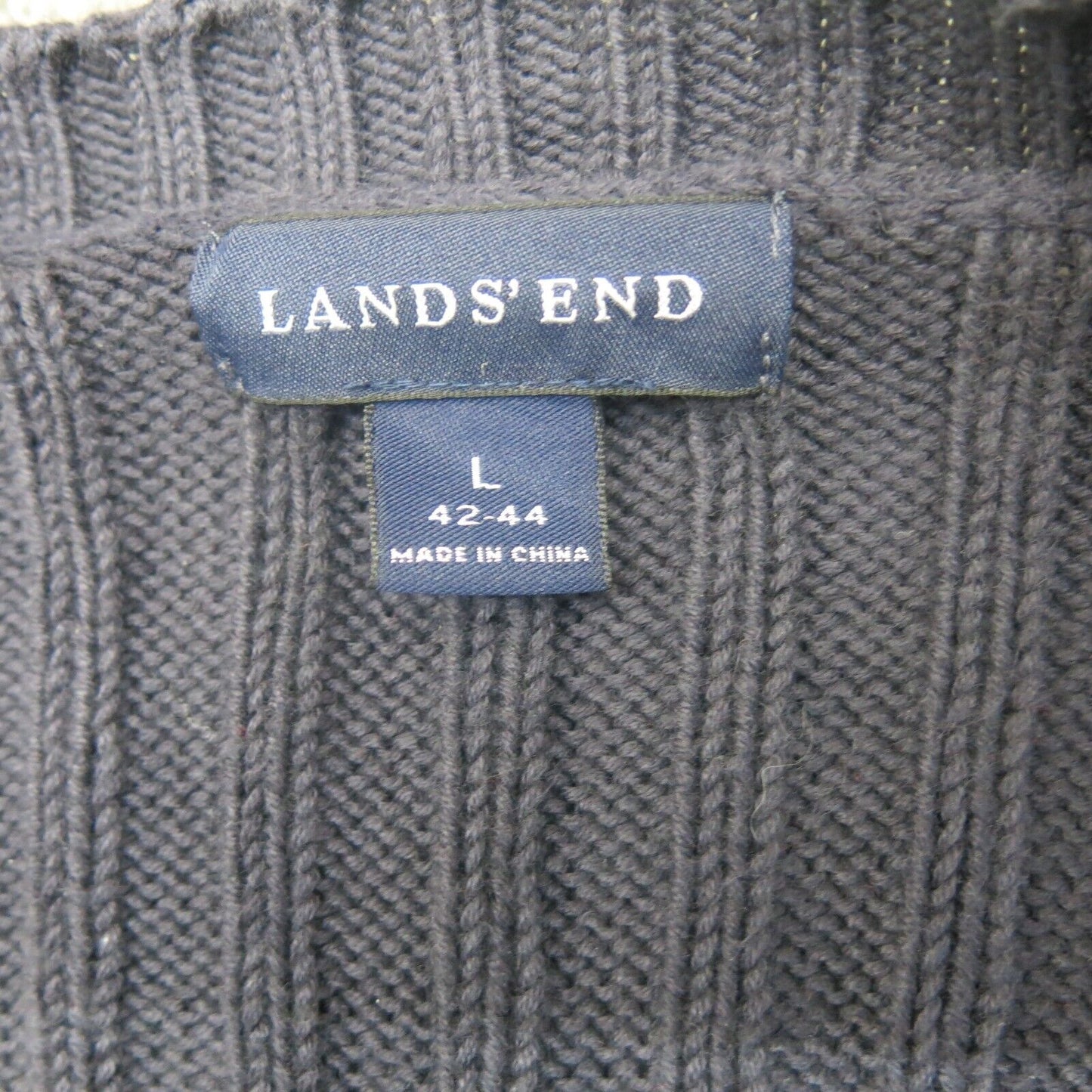 Lands End Women Pullover Sweater Knitted Crew Neck Long Sleeves Blue SZ L(42-44)