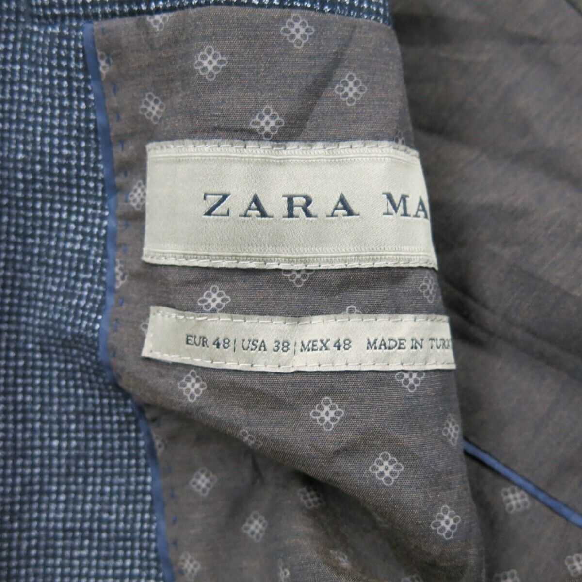 Zara Mens Blazer Coat Single Breasted Long Sleeves Pockets Black Size US 38