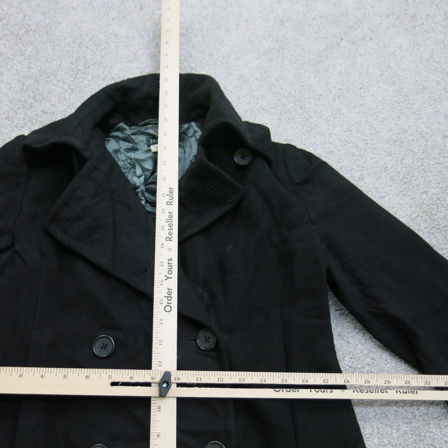 J. Crew Womens Pea Coat Double Breasted 100% Wool Solid Black Size Medium