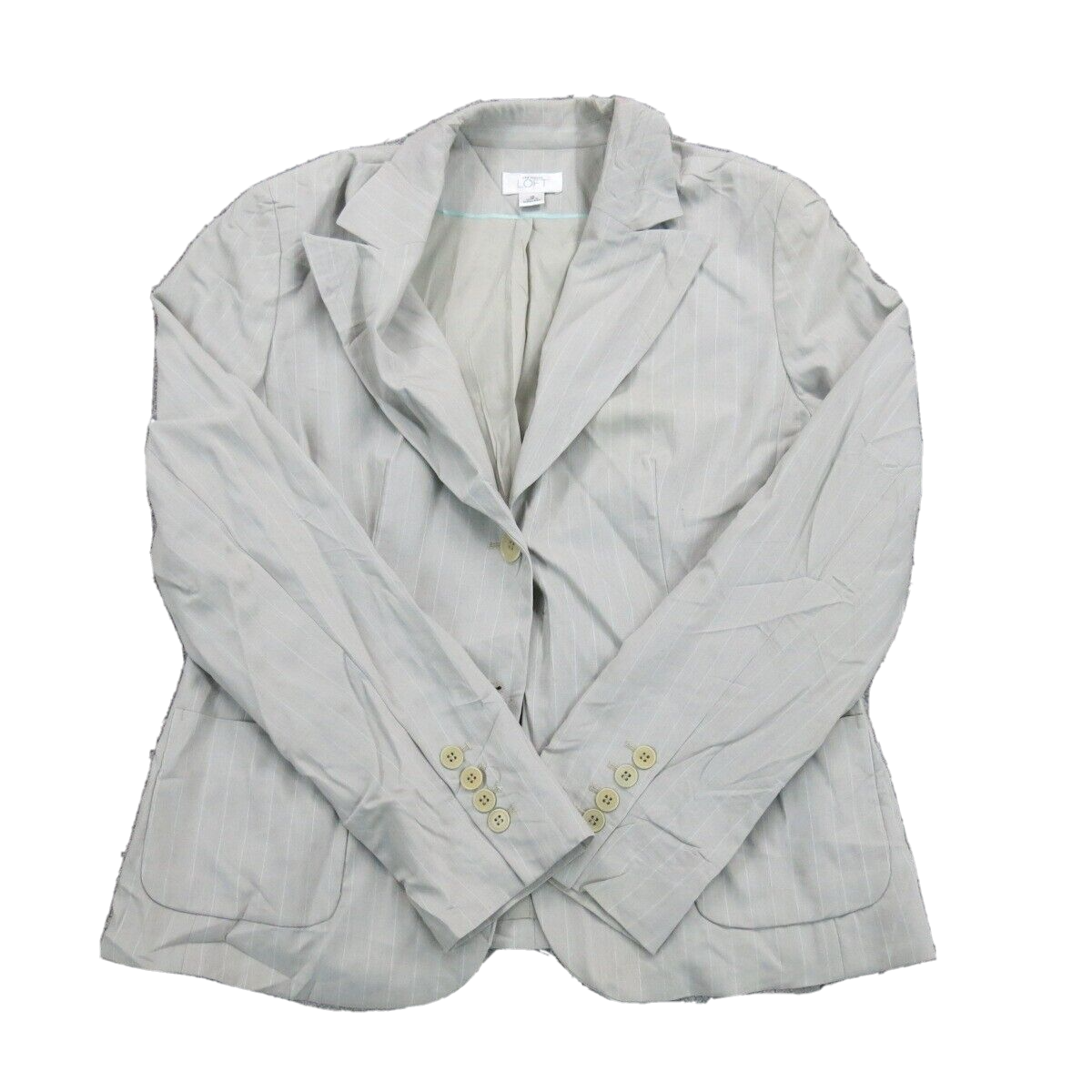 Ann Taylor Loft Womens Blazer Coat Striped Single Breasted Off White Size 10