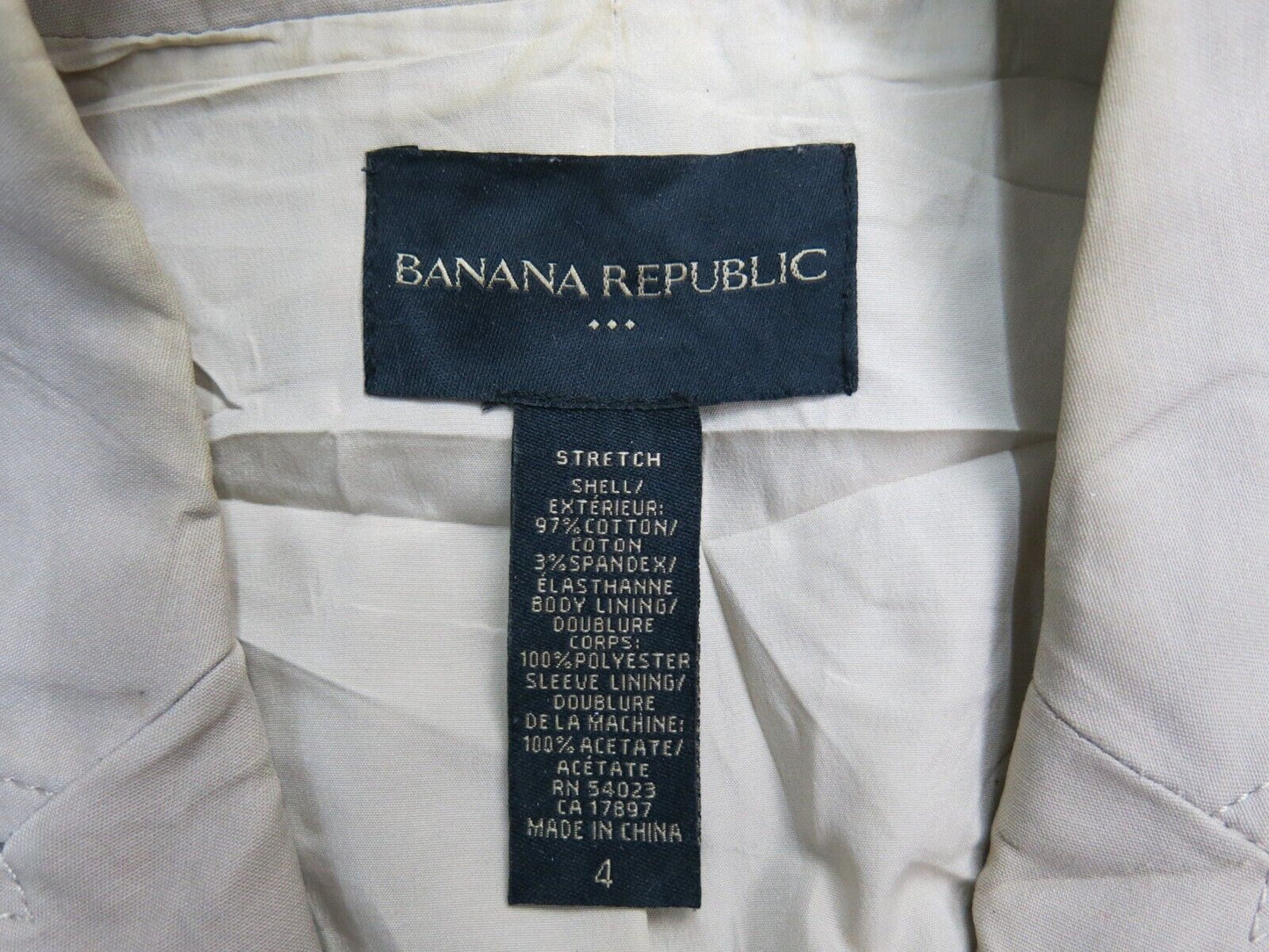 Banana Republic Womens Blazer Coat Stretch Long Sleeves Pockets Beige Size 4