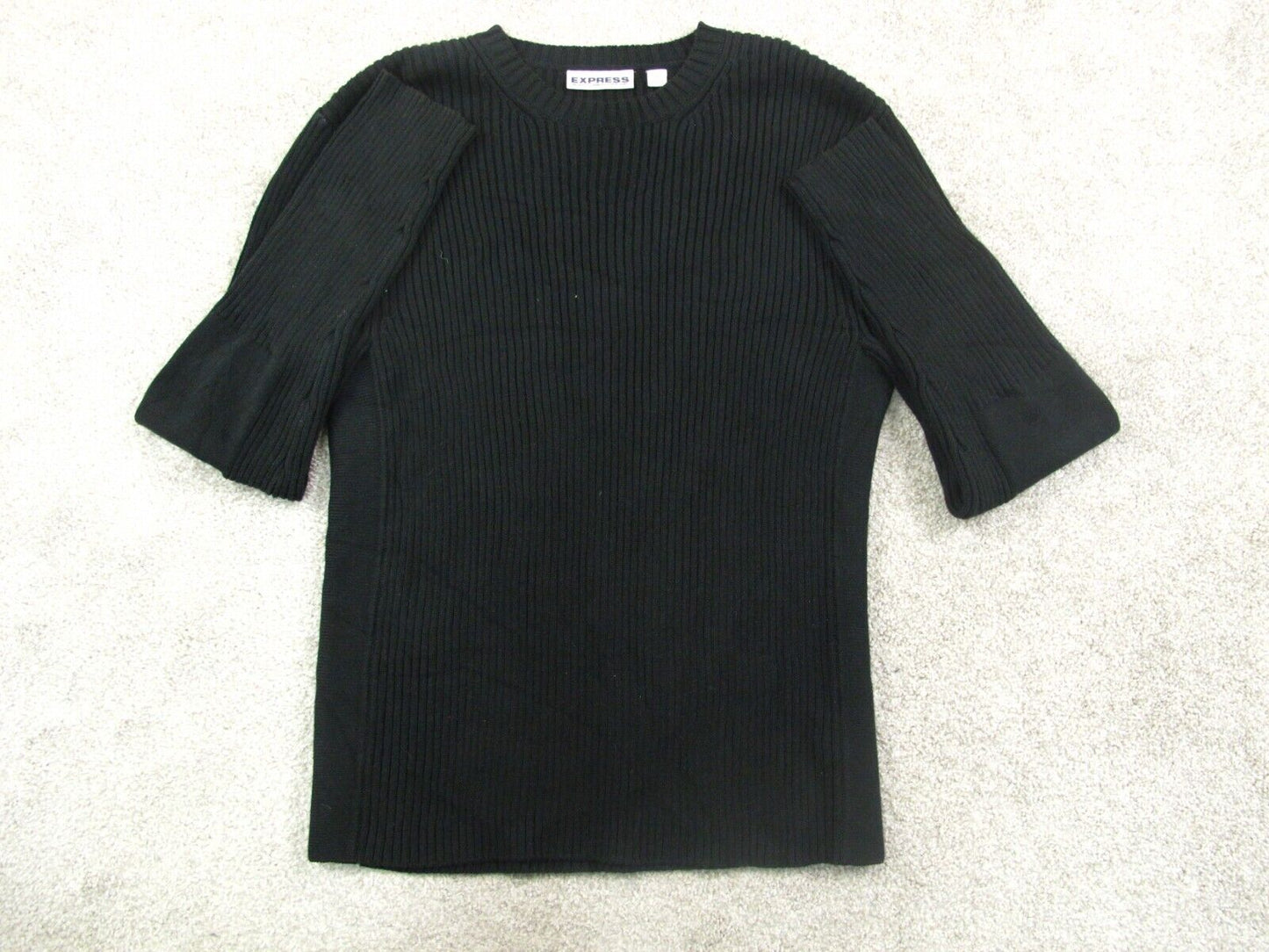 Express Womens Pullover Knitted Sweater 100% Cotton Crew Neck Black Size Small