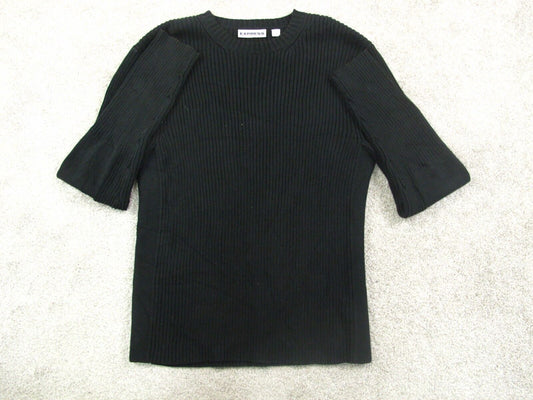Express Womens Pullover Knitted Sweater 100% Cotton Crew Neck Black Size Small