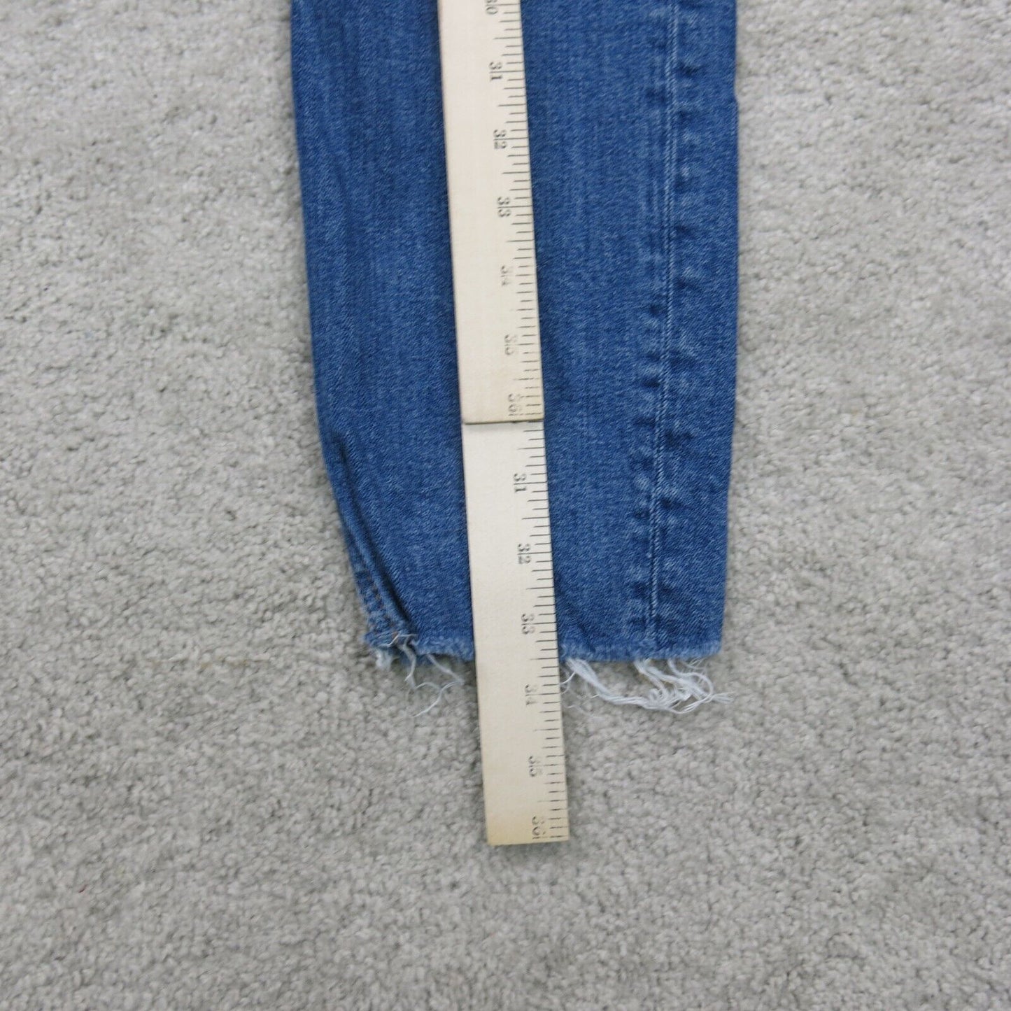 H&M Mens Jeans Skinny Fit Denim Stretch Raw Hem Mid Rise Pockets Blue Size US 32
