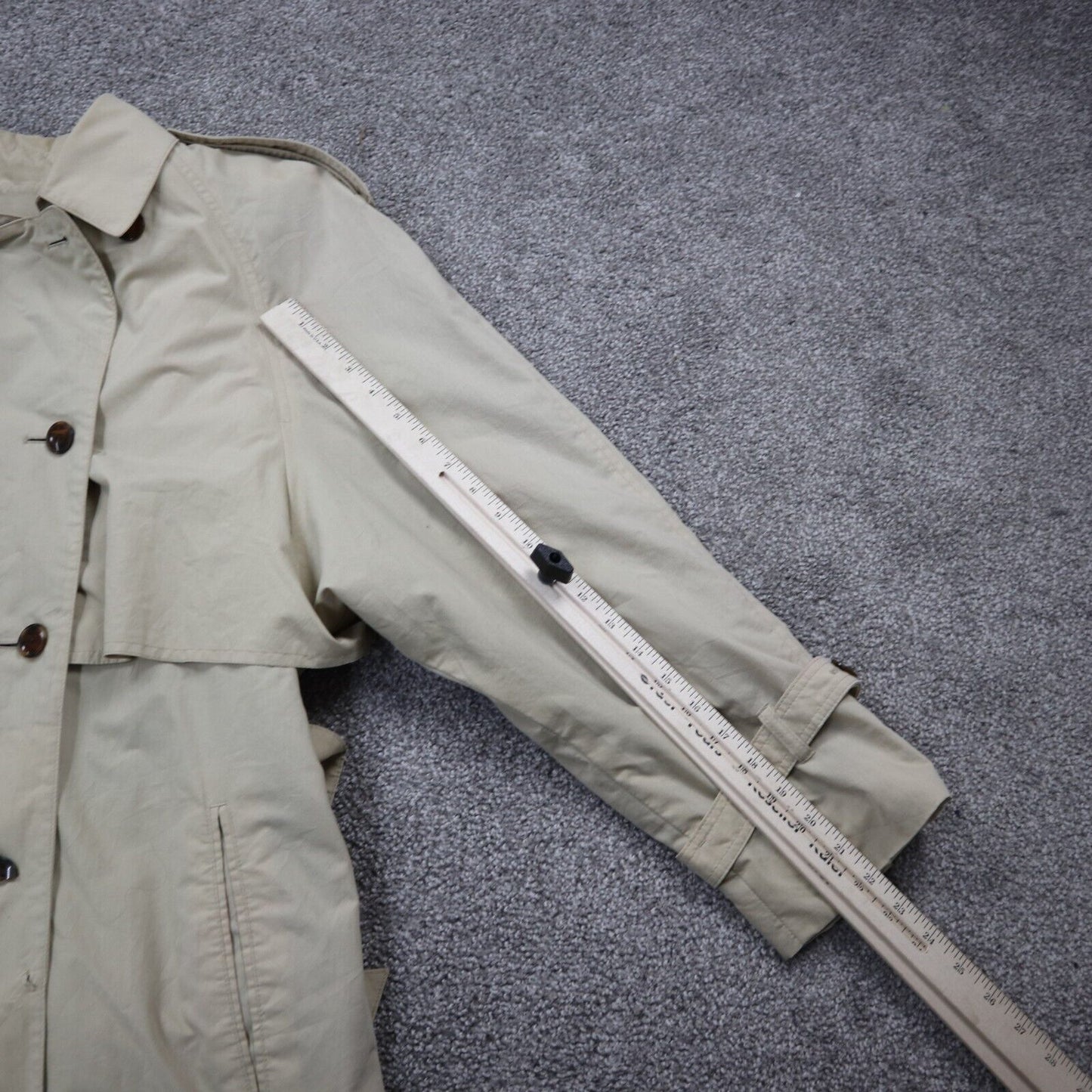 London Fog Womens Pea Coat Double Breasted Long Sleeve Pockets Beige Size 16 Reg