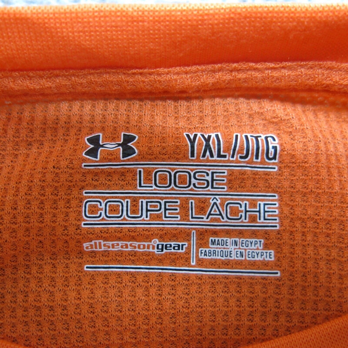 Under Armour Tee Youth Orange YXL Long Sleeve Crew Neck Logo Loose allseasongear