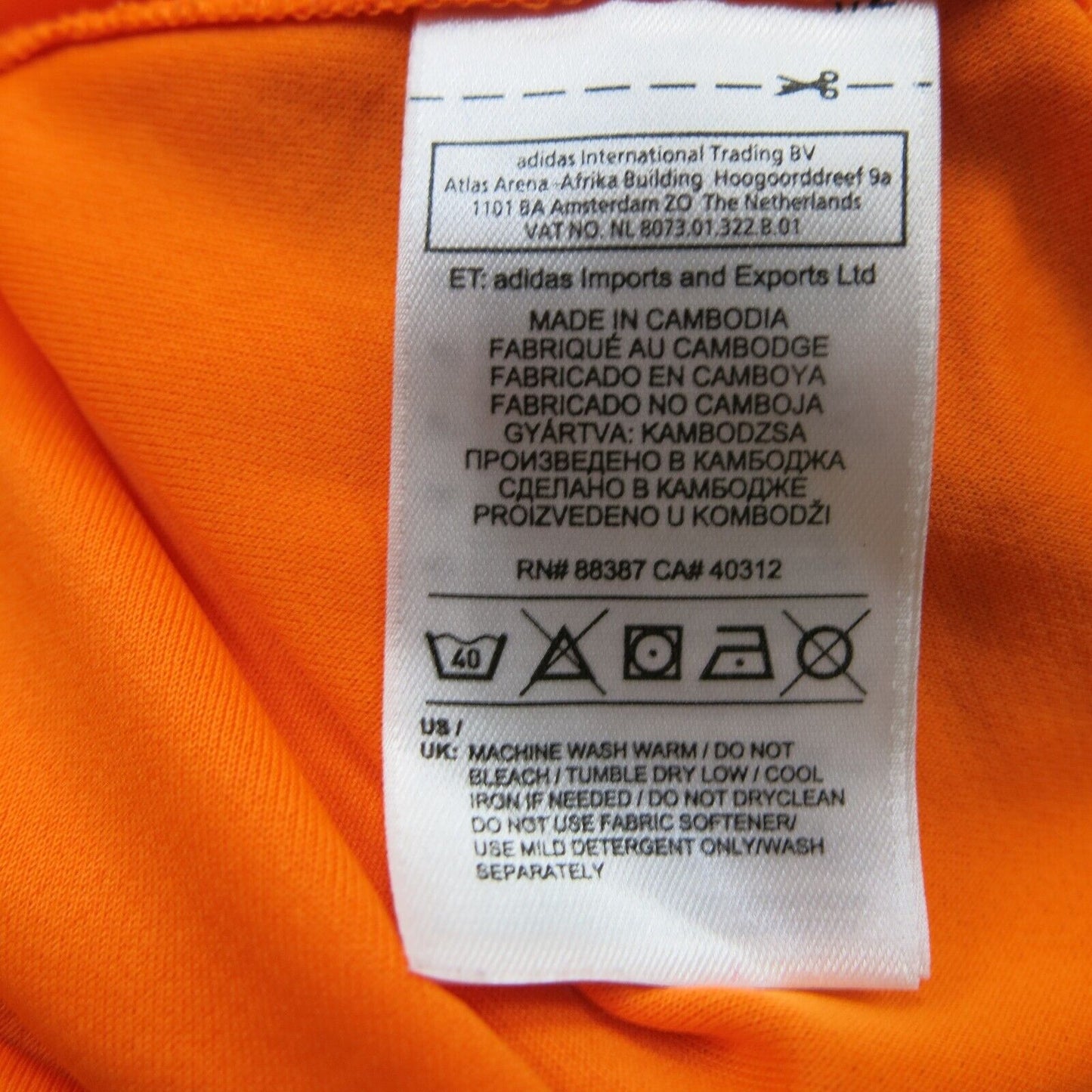 Adidas Mens Crew Neck T Shirt Short Sleeves Logo Orange Size X Large