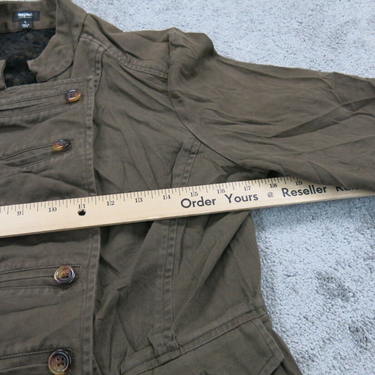 Mossimo Women Pea Coat Double Breasted Long Sleeve Pockets Dark Olive Green SZ L