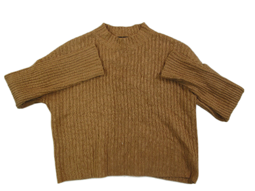 Forever 21 Women Pullover Sweater Knitted Long Sleeve Round Neck Brown SZ Medium