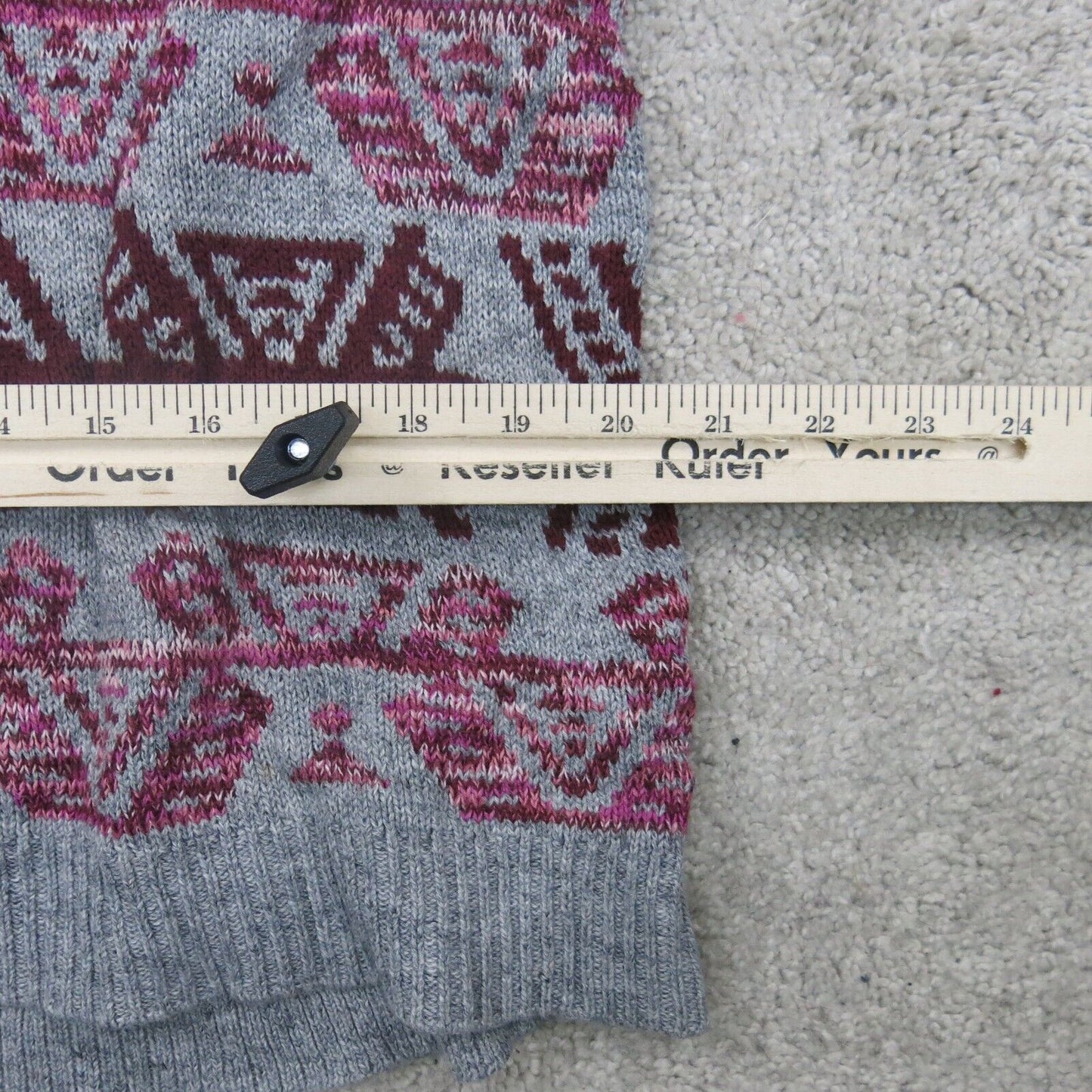 American Eagle Womens Hoodie Sweater Long Sleeves Geometric Gray Red Size Medium