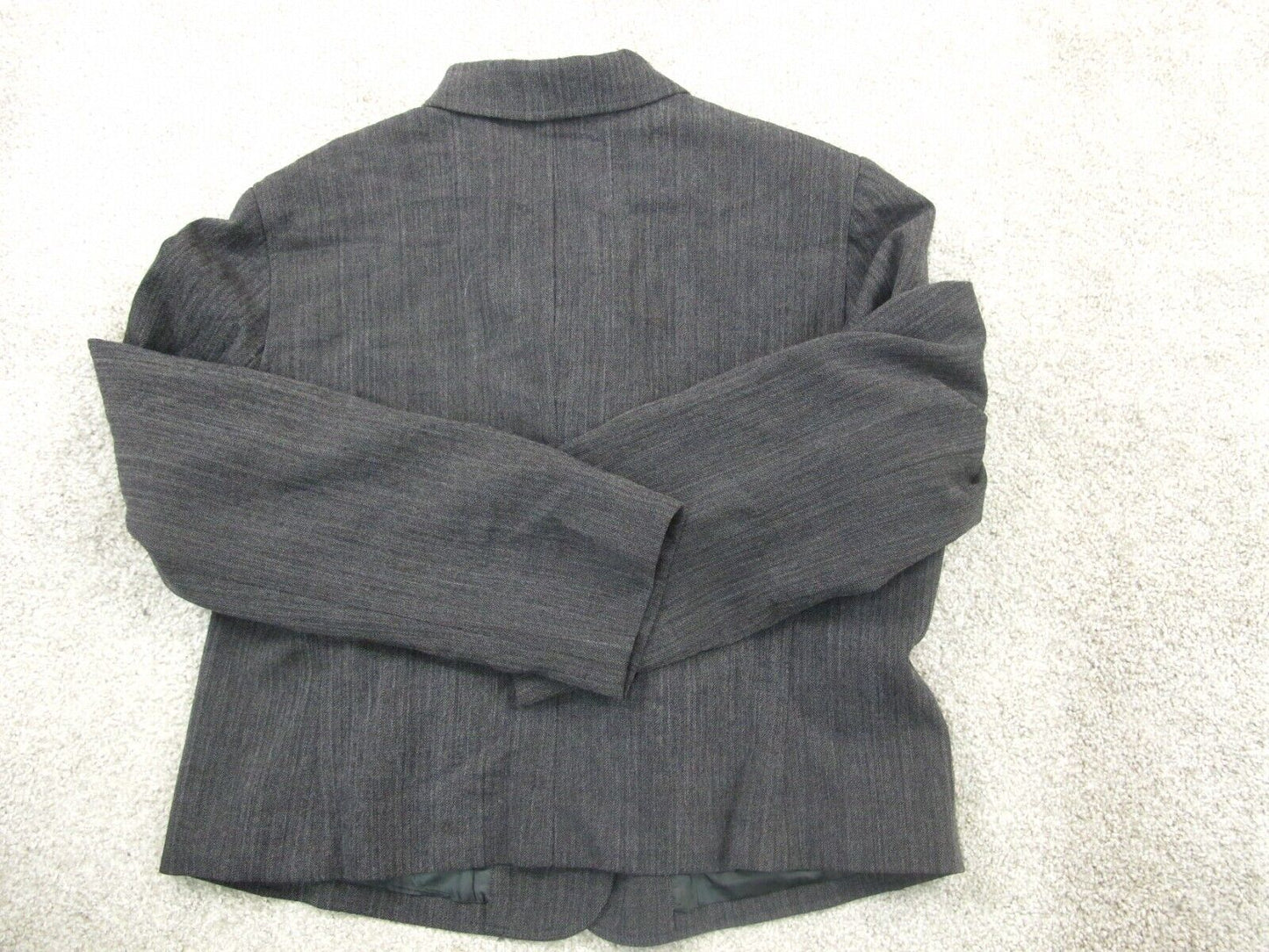 Lauren Ralph Lauren Womens Blazer Coat Single Breasted Pockets Black Gray SZ 14