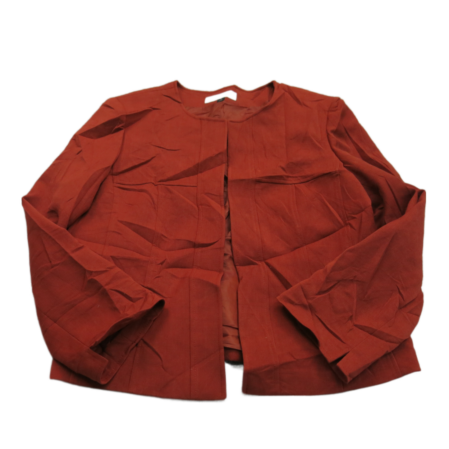 Tahari Womens Scrub Jacket Open Front Long Sleeves Pockets Maroon Size 18